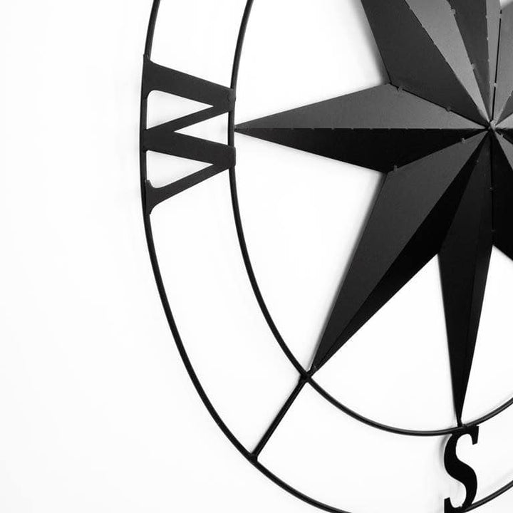 Wanddekoration „Windrose“ aus Metall – Moderne Wandskulptur in Schwarz