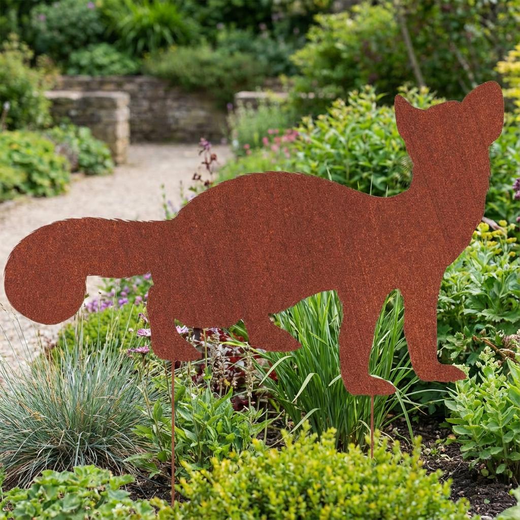Gartenstecker Otter aus Metall – dekorative Gartenfigur in natürlicher Rostoptik