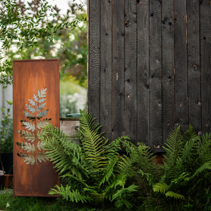 Sichtschutz Gartenpaneel Metall – Motiv Großer Farn, 160 × 50 cm