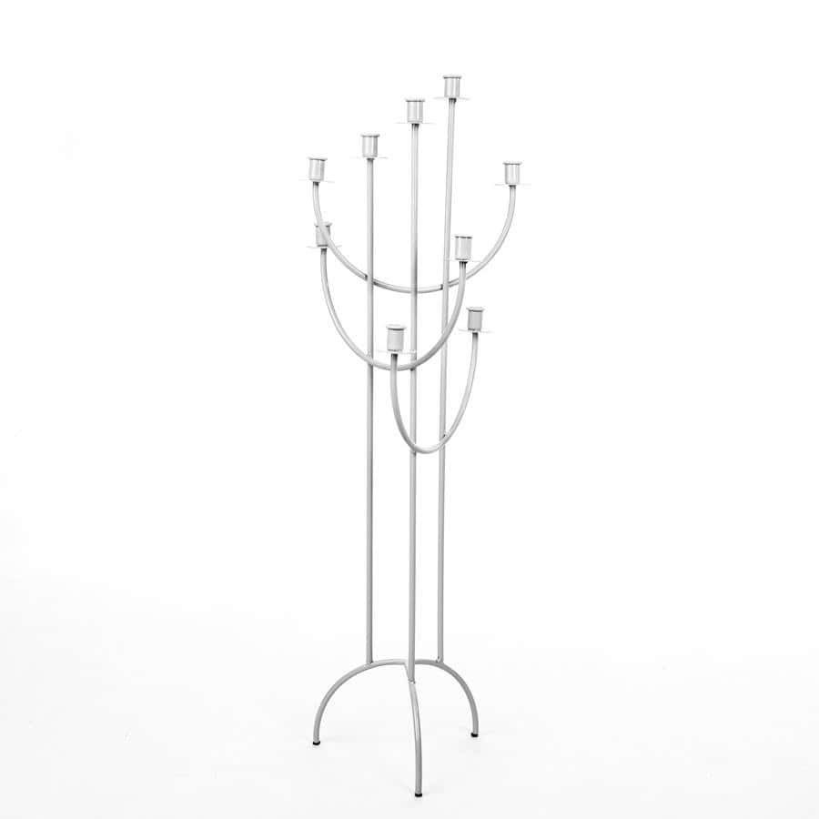 Hoher Kerzenhalter LOFT aus Metall – Hellgrau, 108 cm