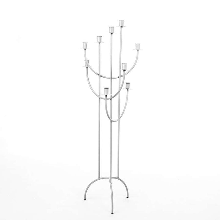Hoher Kerzenhalter LOFT aus Metall – Hellgrau, 108 cm