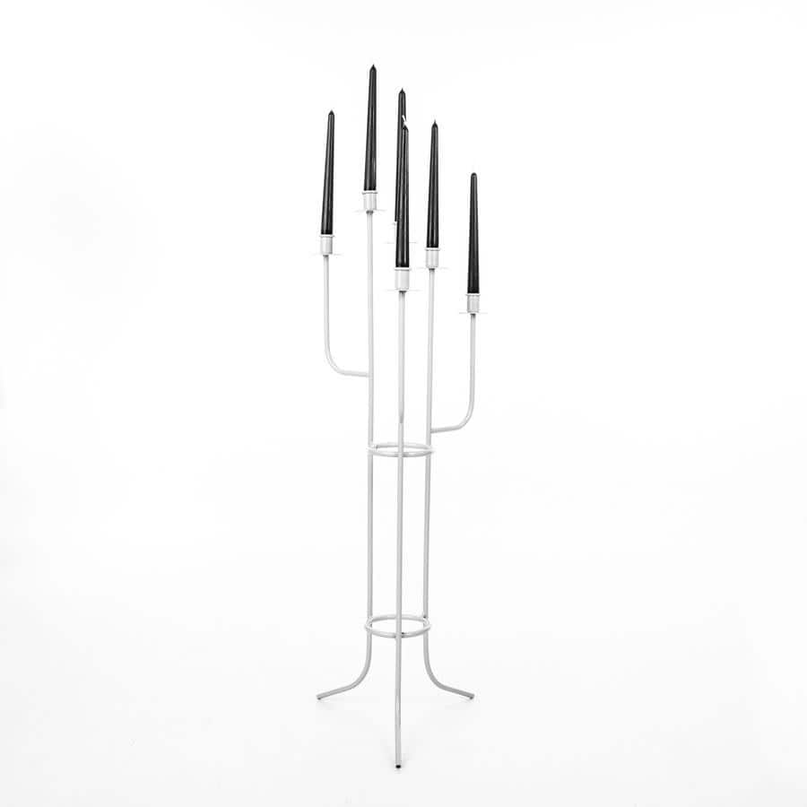 Kerzenhalter loft aus Metall – Hellgrau, 98 cm
