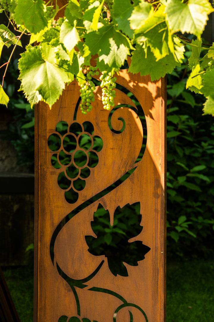 Sichtschutz Gartenpaneel Metall – Motiv Rebe, 160 × 50 cm