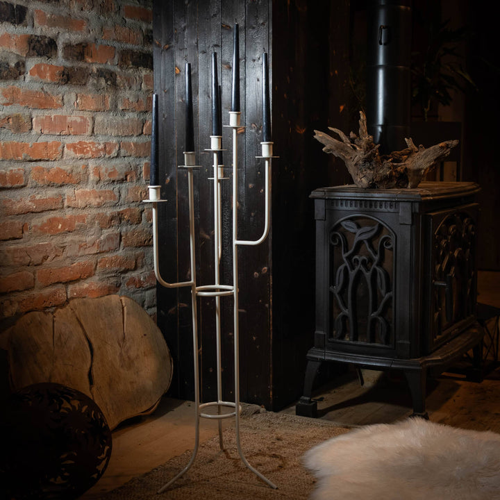 Kerzenhalter loft aus Metall – Hellgrau, 98 cm