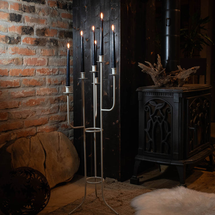 Kerzenhalter loft aus Metall – Hellgrau, 98 cm