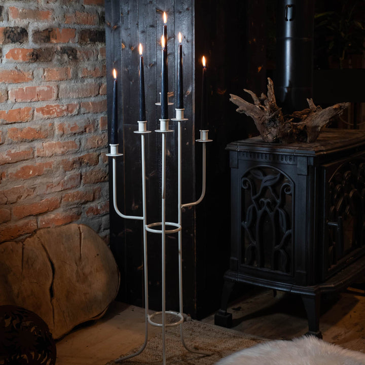 Kerzenhalter loft aus Metall – Hellgrau, 98 cm
