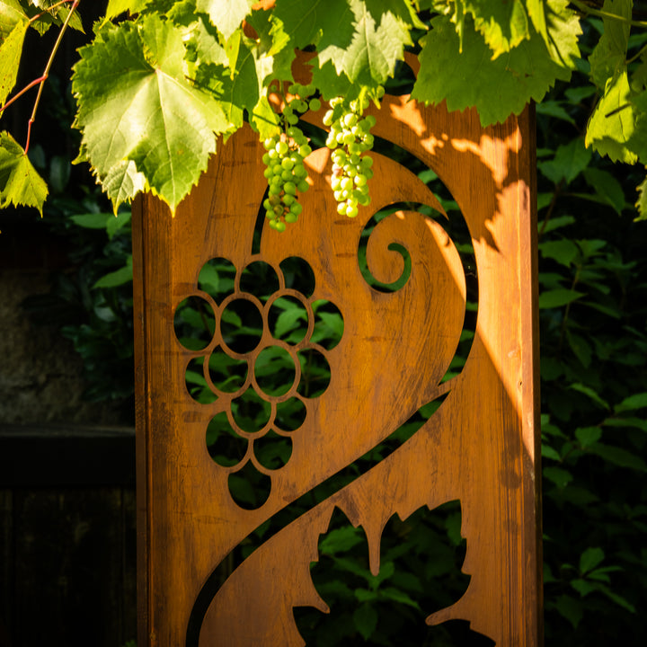 Sichtschutz Gartenpaneel Metall – Motiv Rebe, 160 × 50 cm