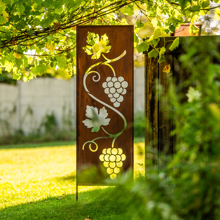 Sichtschutz Gartenpaneel Metall – Motiv Rebe, 160 × 50 cm