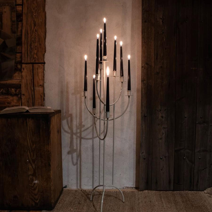 Hoher Kerzenhalter LOFT aus Metall – Hellgrau, 108 cm