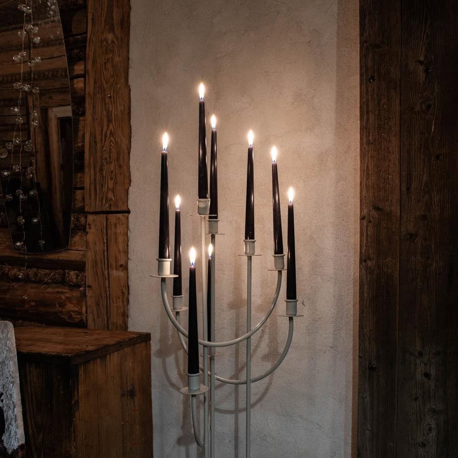 Hoher Kerzenhalter LOFT aus Metall – Hellgrau, 108 cm
