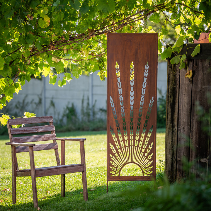Sichtschutz Gartenpaneel Metall – Motiv Ähren, 160 × 50 cm