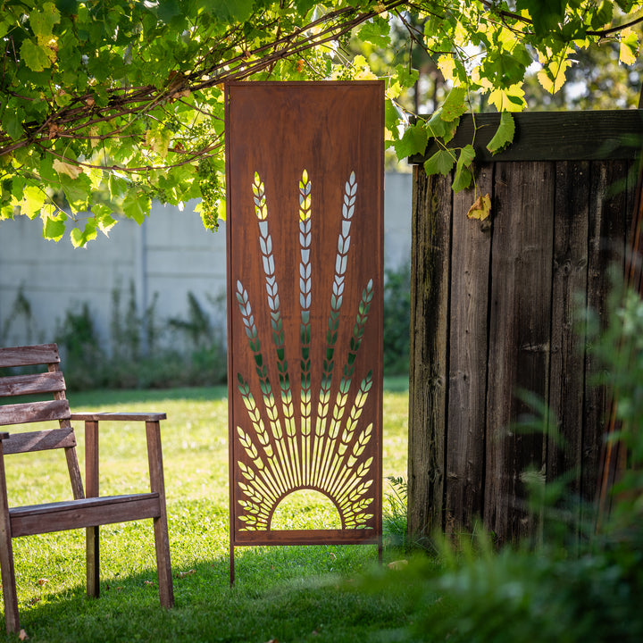 Sichtschutz Gartenpaneel Metall – Motiv Ähren, 160 × 50 cm