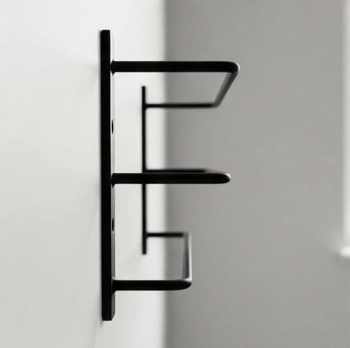 Wandhandtuchhalter LOFT 3-stufig – Schwarz Metall für Bad & Küche