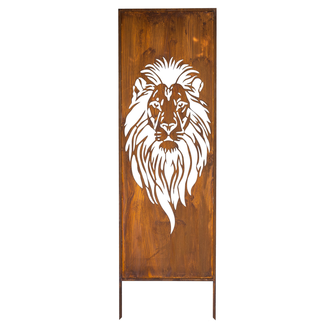 Sichtschutz Gartenpaneel Metall – Motiv Löwe, 160 × 50 cm