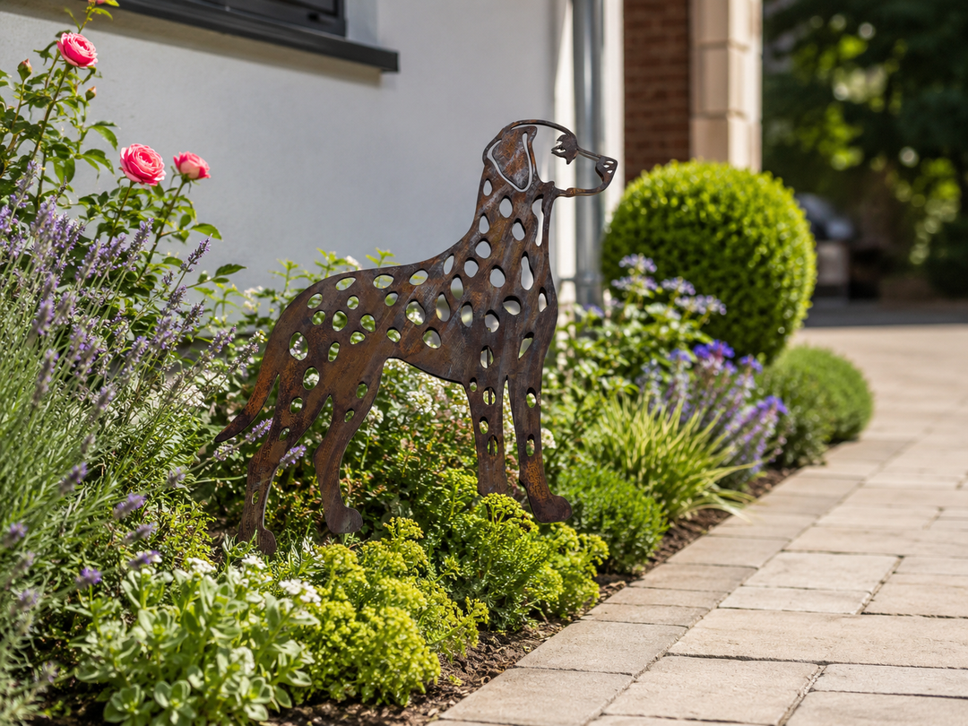 Edelrost Gartenstecker Dalmatiner - Hundesilhouette aus Metall 45 cm