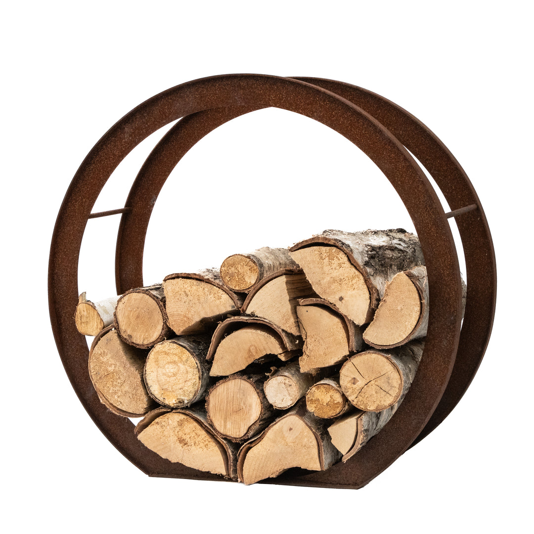 Rundes Kaminholzregal aus Metall – Holzständer 78×73×35 cm
