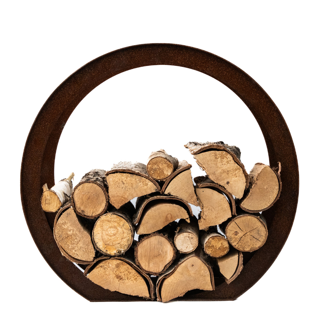 Rundes Kaminholzregal aus Metall – Holzständer 78×73×35 cm