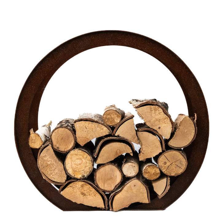Rundes Kaminholzregal aus Metall – Holzständer 78×73×35 cm