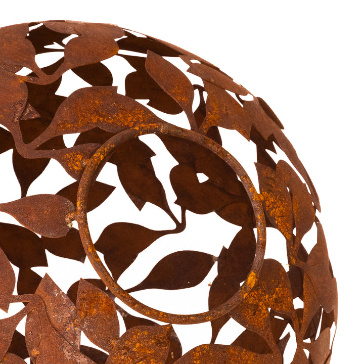 Garden Sphere "Cloverleaf" – Rusty Steel Decoration with Clover Ornament