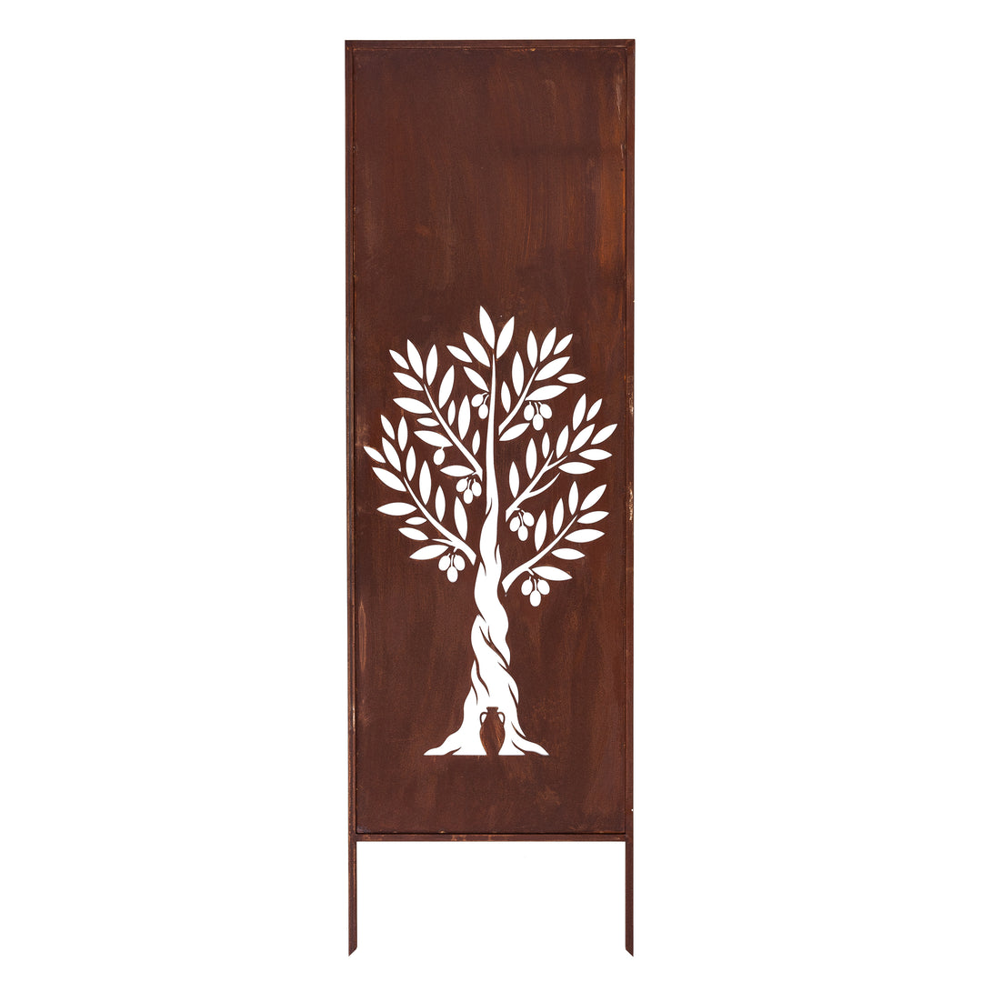Sichtschutz Gartenpaneel Metall – Motiv Olivenbaum, 160 × 50 cm