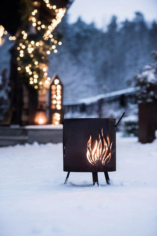 Feuertonne Gartenfeuerstelle aus Metall in Rostoptik, Ø 30