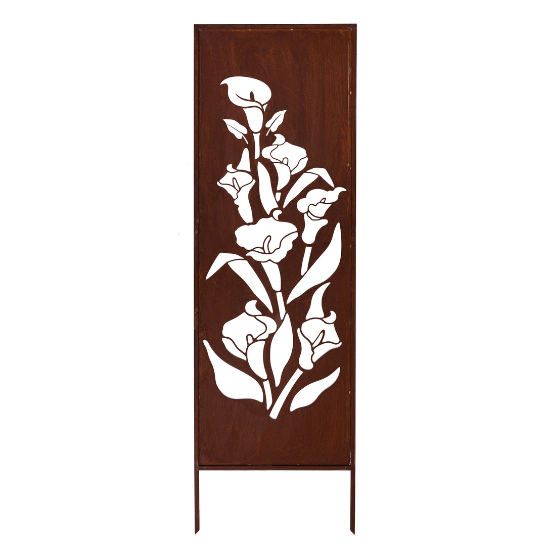 Sichtschutz Gartenpaneel Metall – Motiv Calla, 160 × 50 cm
