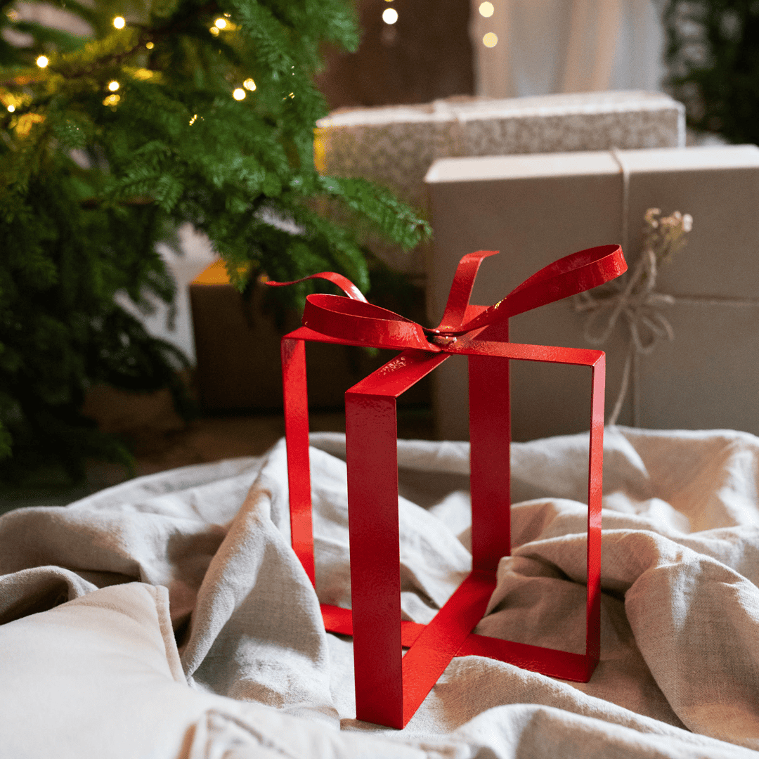 Weihnachtsdeko Outdoor – 3 Geschenkboxen aus Metall in Rot