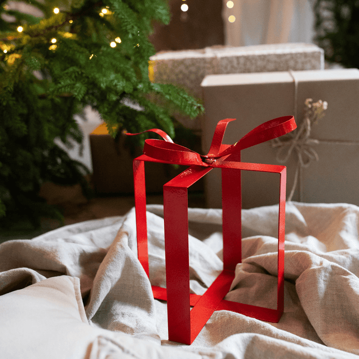 Weihnachtsdeko Outdoor – 3 Geschenkboxen aus Metall in Rot