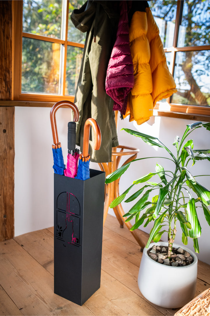 Metal Umbrella Stand – Umbrella Holder with Leaf Motif