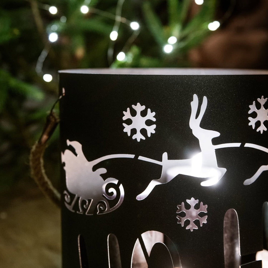 Runder Metall Lampion mit Gravur – Kerzenhalter für stimmungsvolles Licht