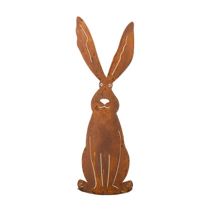 Osterhase aus Metall in Rostoptik – Rustikale Osterdekoration für Garten und Zuhause