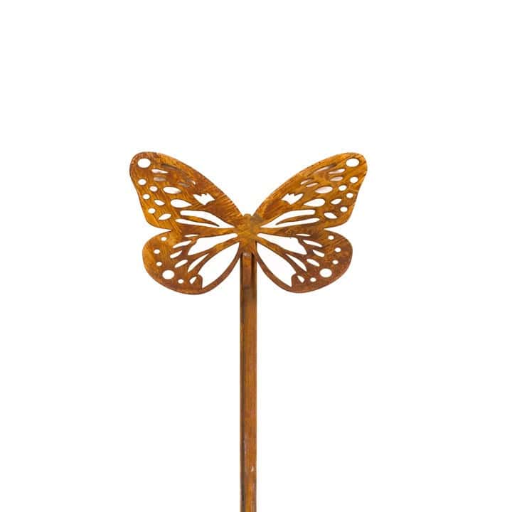 Gartenstecker Schmetterling aus Metall – Gartendekoration in natürlicher Rostoptik