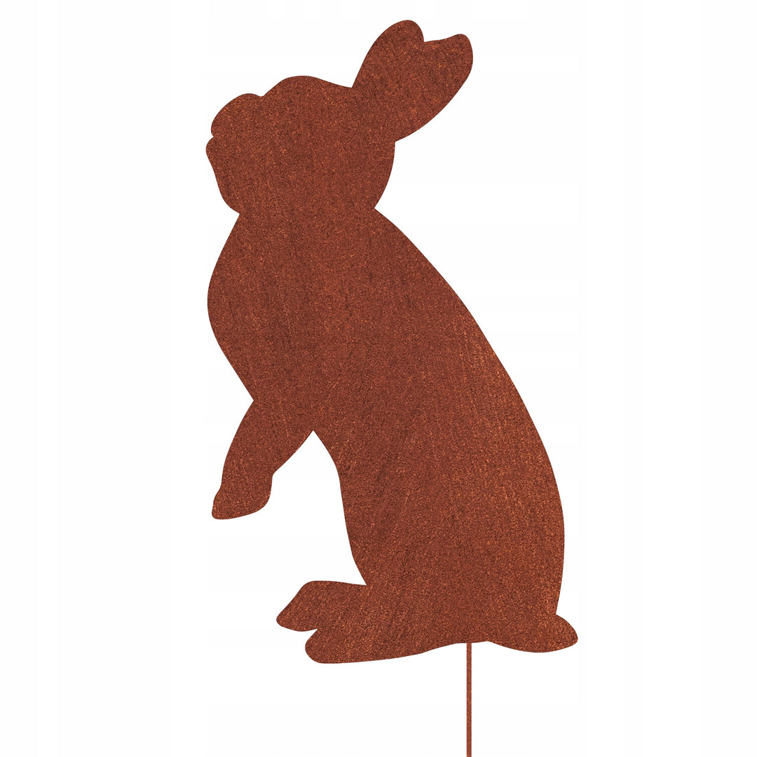 Edelrost Gartenfigur Hase – Metallfigur auf Einschlagbeinen, 46 cm
