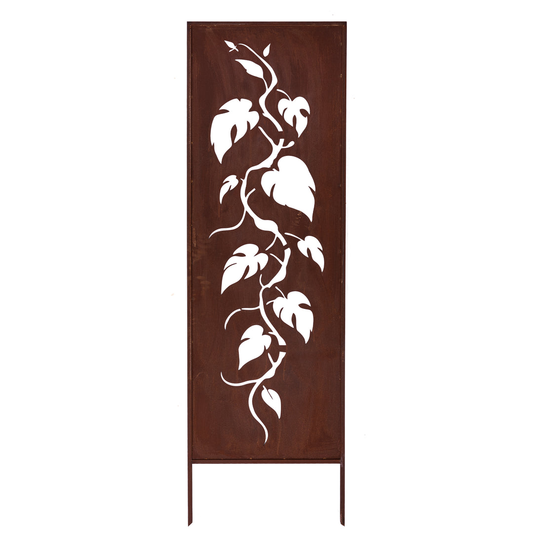 Sichtschutz Gartenpaneel Metall – Motiv Laubkletterpflanze, 160 × 50 cm