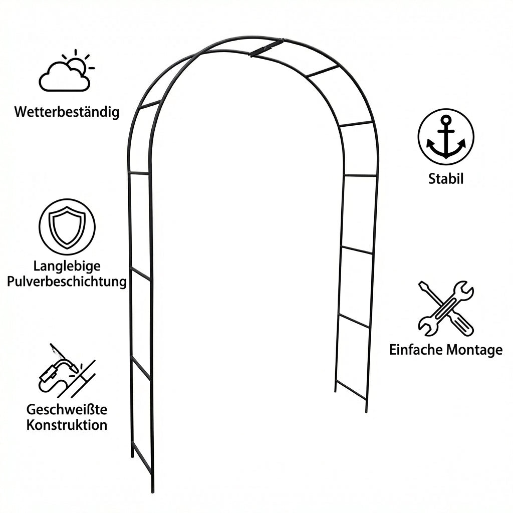 Rosenbogen Pergola aus Metall – Rankhilfe für Garten, 220 cm