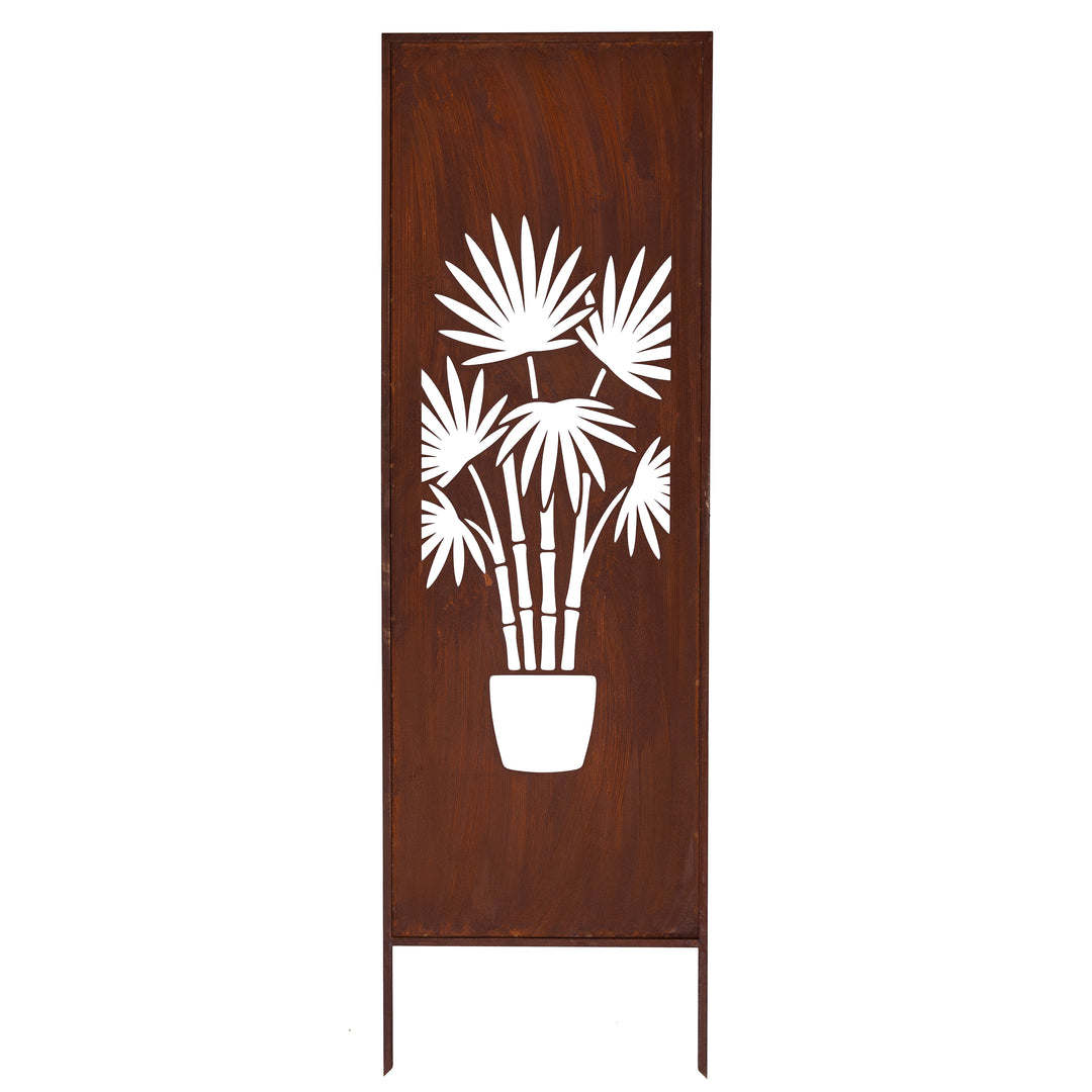 Sichtschutz Gartenpaneel Metall – Motiv Blumen im Topf, 160 × 50 cm