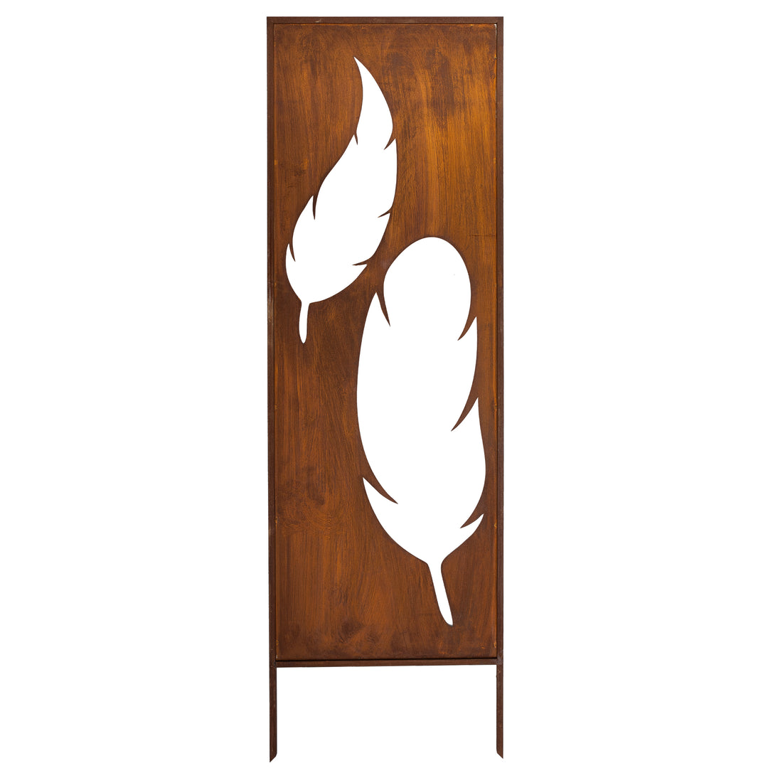 Sichtschutz Gartenpaneel Metall – Motiv Zwei Federn, 160 × 50 cm