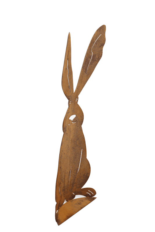 Osterhase aus Metall in Rostoptik – Rustikale Osterdekoration für Garten und Zuhause