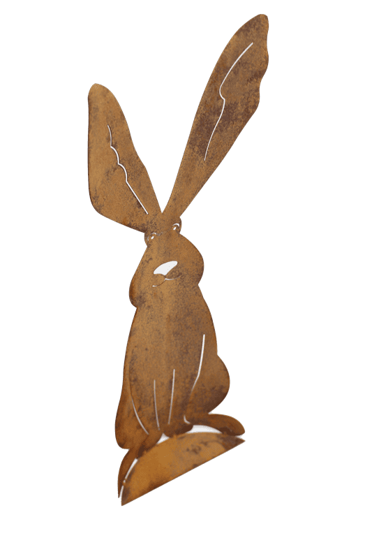 Osterhase aus Metall in Rostoptik – Rustikale Osterdekoration für Garten und Zuhause