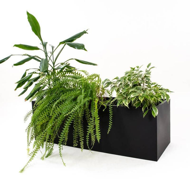 Rechteckiger Pflanzkübel aus Stahl – Schwarz, 30/60/80 cm