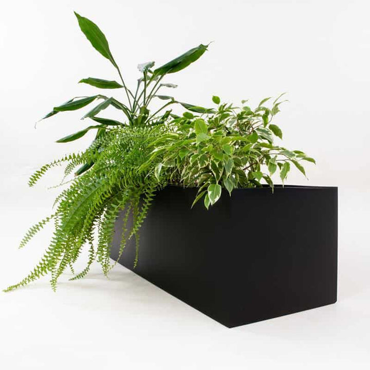 Rechteckiger Pflanzkübel aus Stahl – Schwarz, 30/60/80 cm