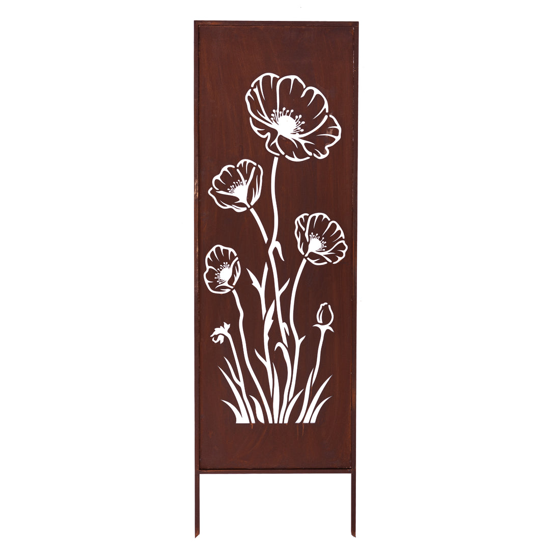 Sichtschutz Gartenpaneel Metall – Motiv Mohn, 160 × 50 cm