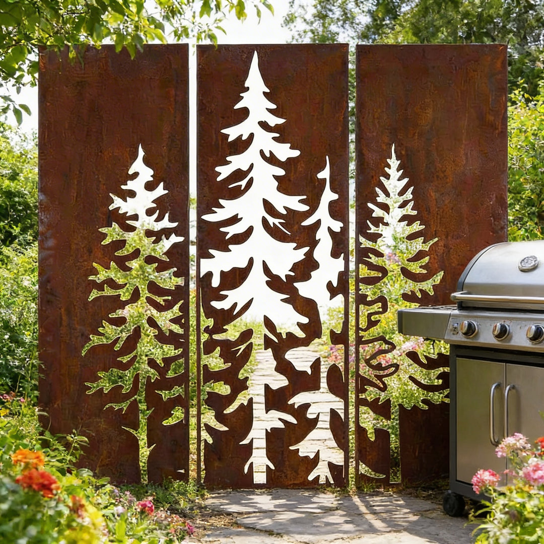 Sichtschutz Gartenpaneel Metall – Motiv Baum, 160 × 50 cm