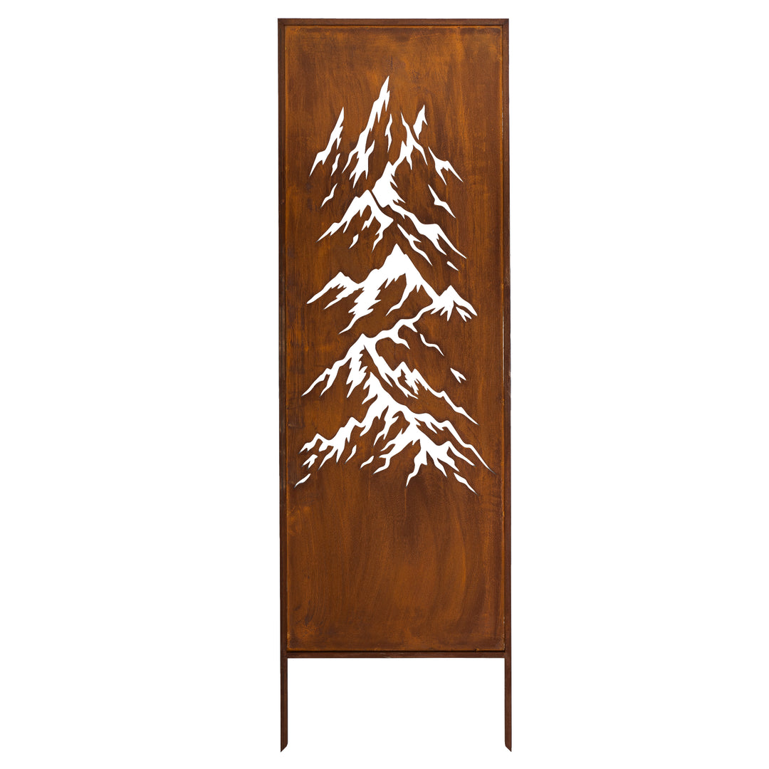 Sichtschutz Gartenpaneel Metall – Motiv Gebirge, 160 × 50 cm