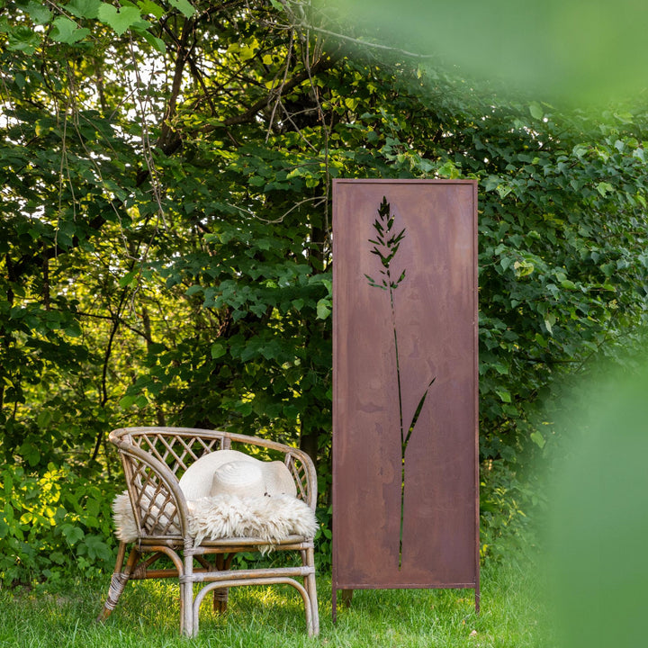 Sichtschutz Gartenpaneel Metall – Motiv Strauch, 160 × 50 cm