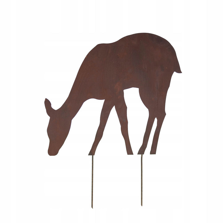 Edelrost Gartenfigur Reh – Metallfigur auf Einschlagbeinen, 77 cm