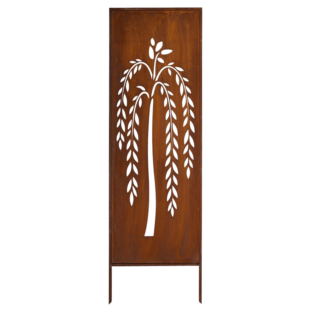 Sichtschutz Gartenpaneel Metall – Motiv Trauerweide, 160 × 50 cm