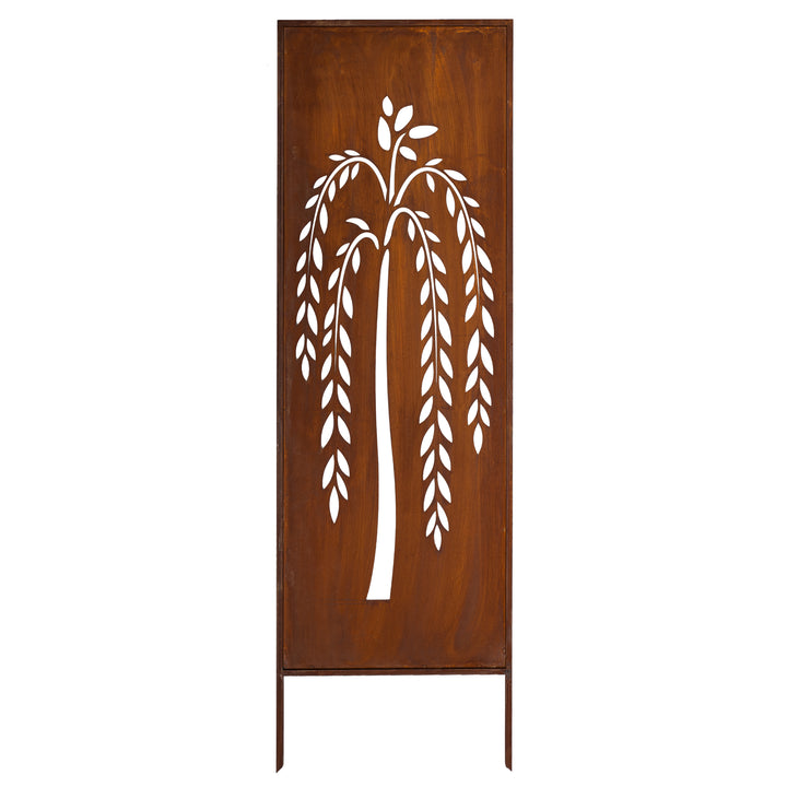 Sichtschutz Gartenpaneel Metall – Motiv Trauerweide, 160 × 50 cm