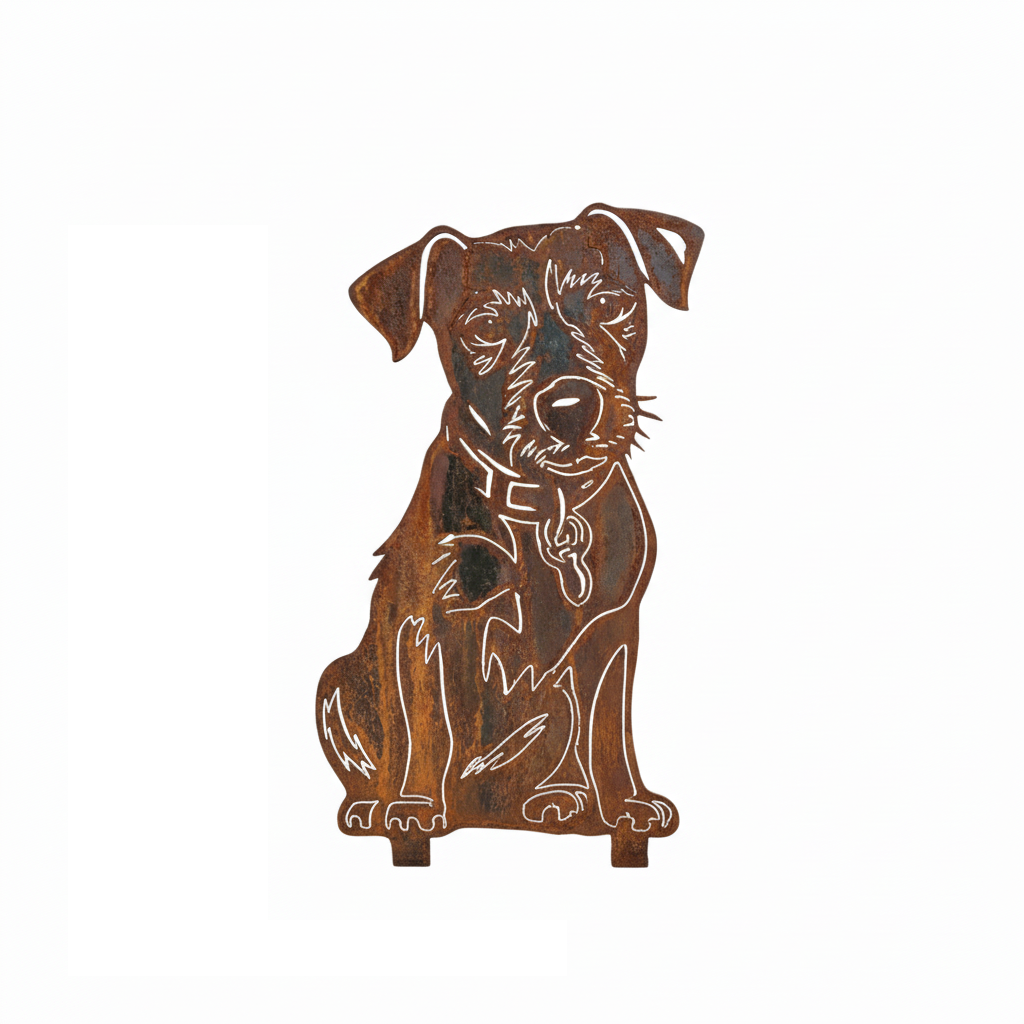 Edelrost Gartenstecker Jack Russell Terrier – Hundesilhouette aus Metall, 18 cm