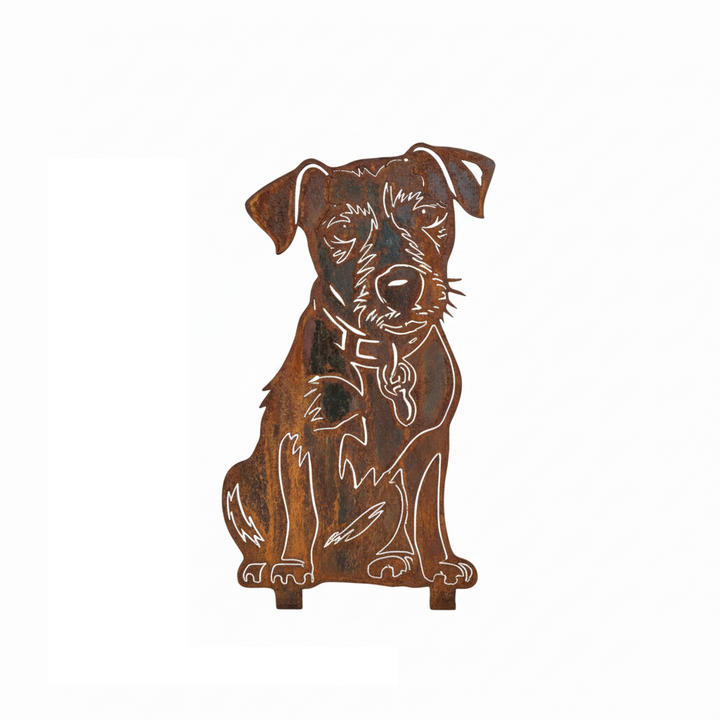 Edelrost Gartenstecker Jack Russell Terrier – Hundesilhouette aus Metall, 18 cm